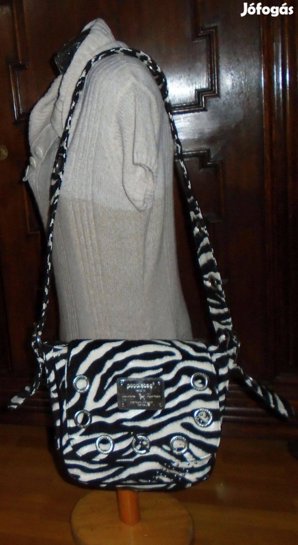 Poodlebag eredeti zebra design hosszú pántos válltáska