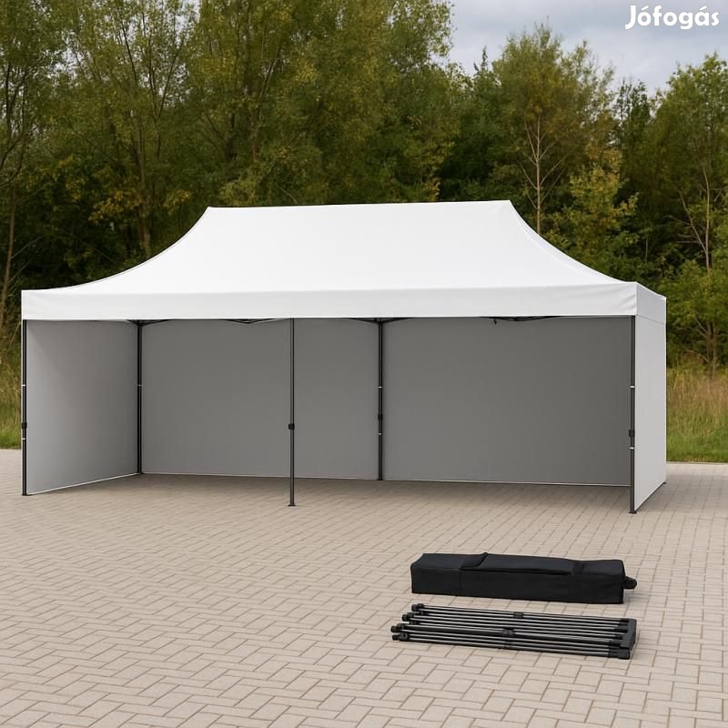 Pop-up összecsukható pavilon rendezvénysátor 3x6m fehér