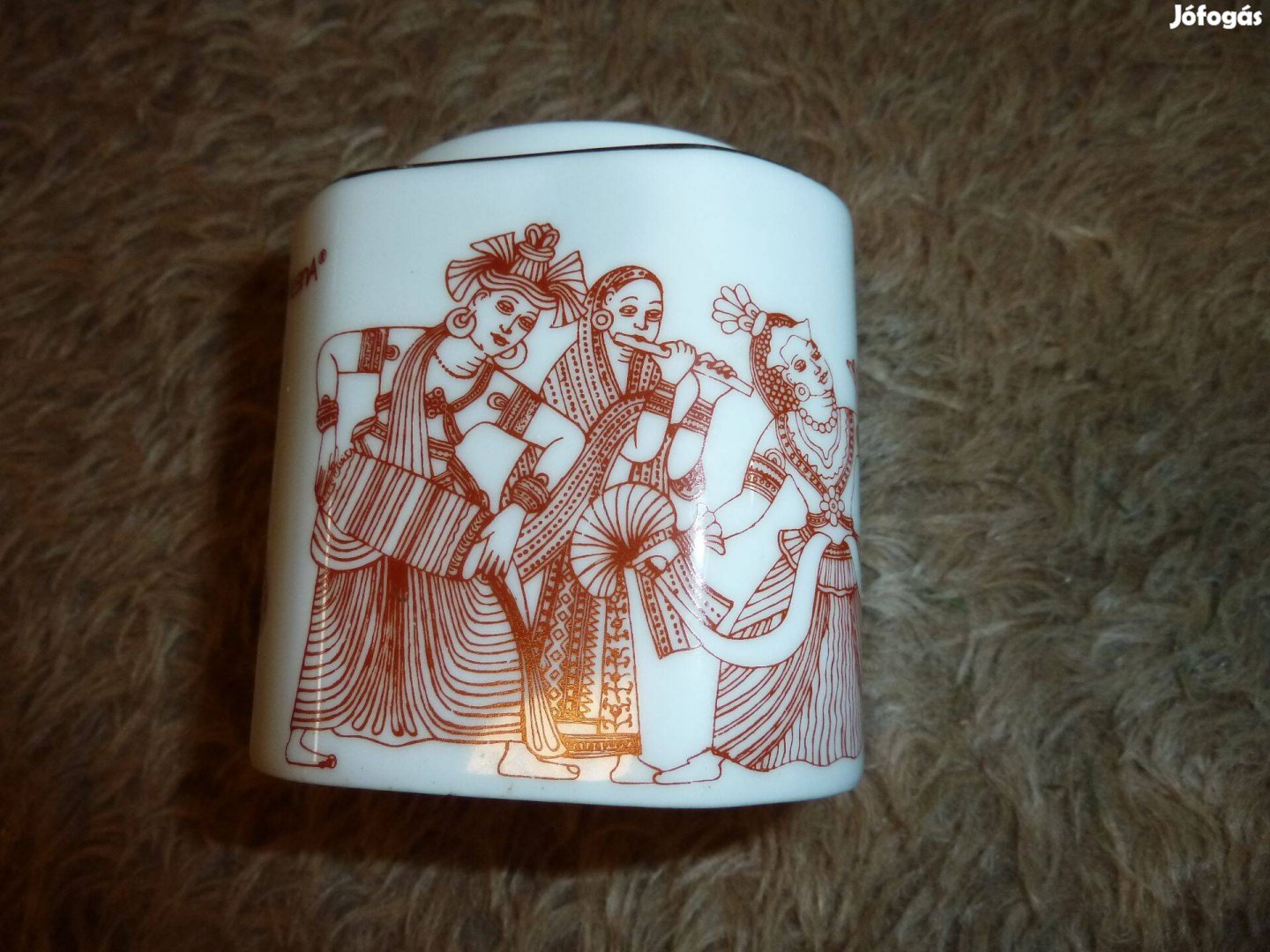 Porcelán Ceyloni teatartó figurális festett