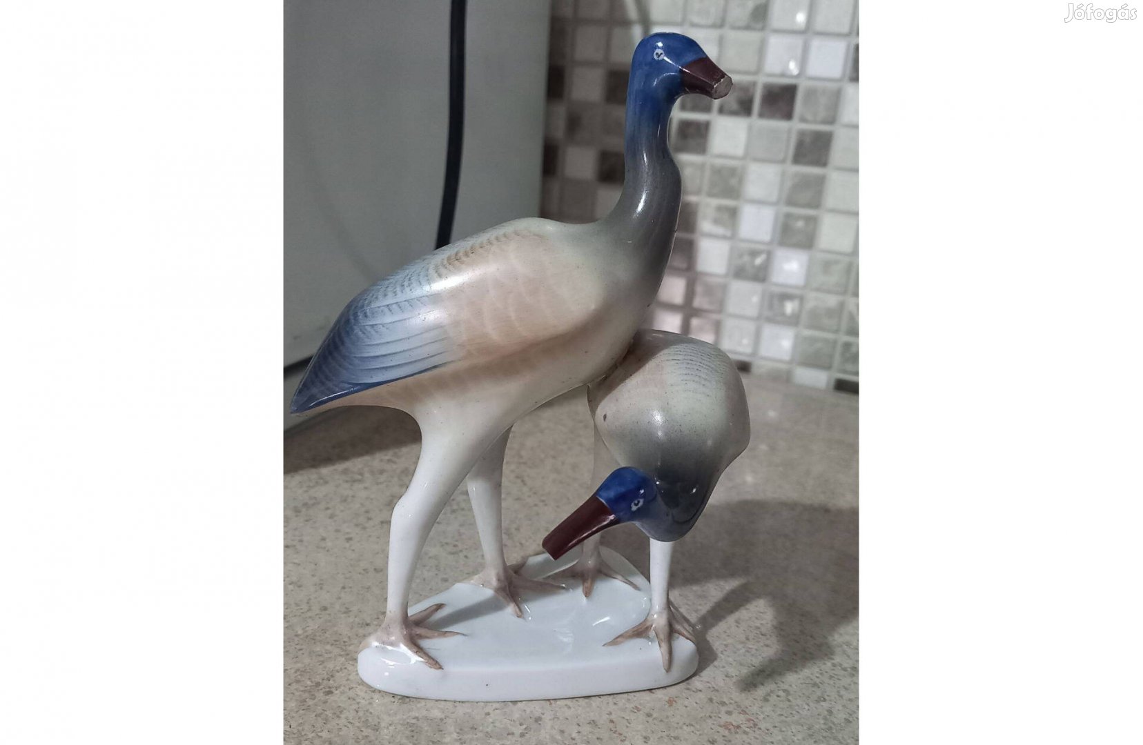 Porcelán Hollóházi 2 darú együtt Sérült