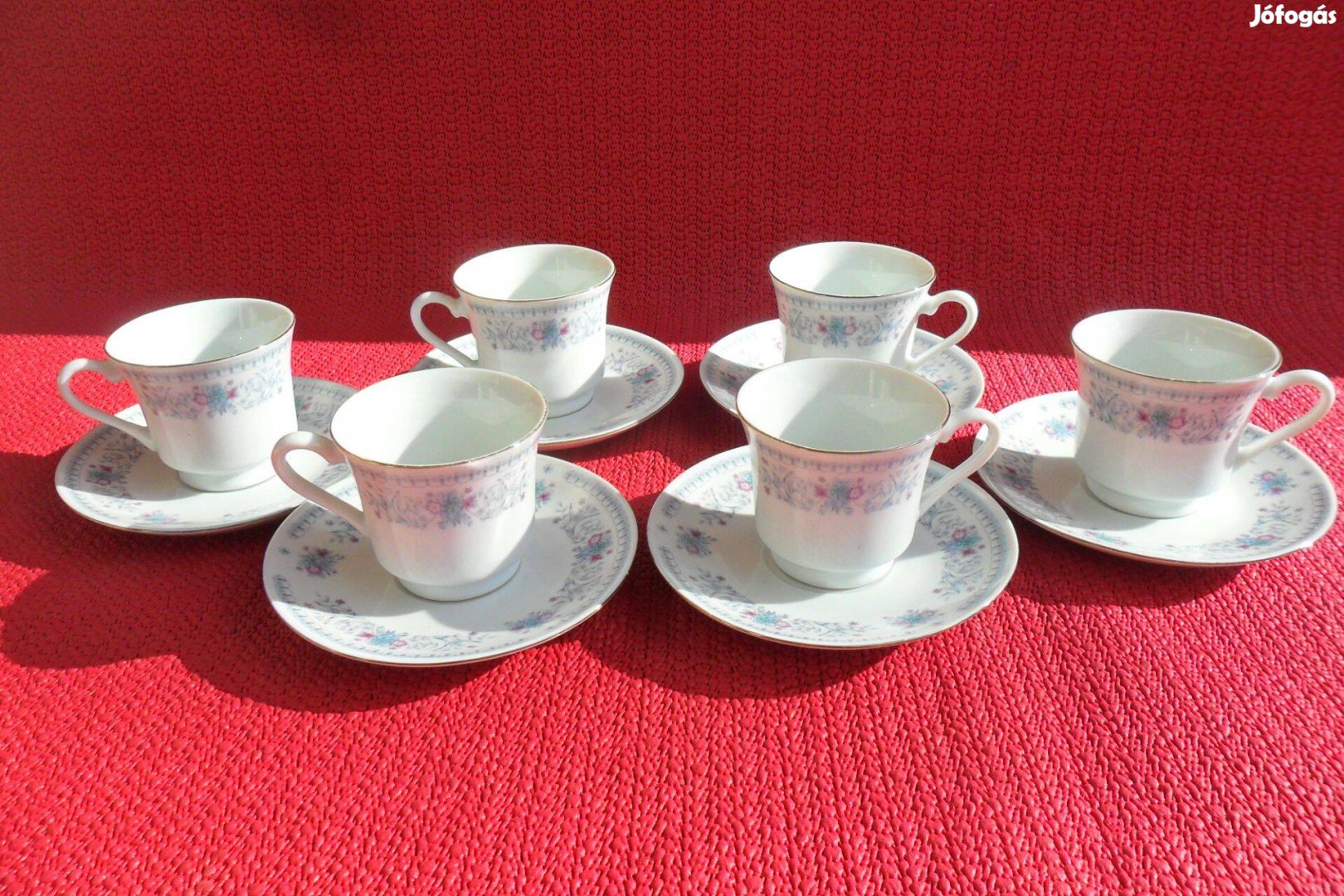 Porcelán - Made In China Kínai 6db-os Teás Kávés Készlet Csésze Alátét