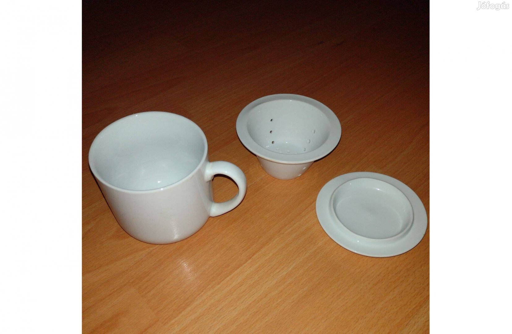 Porcelán bögre csésze szűrővel, díszíthető - fehér