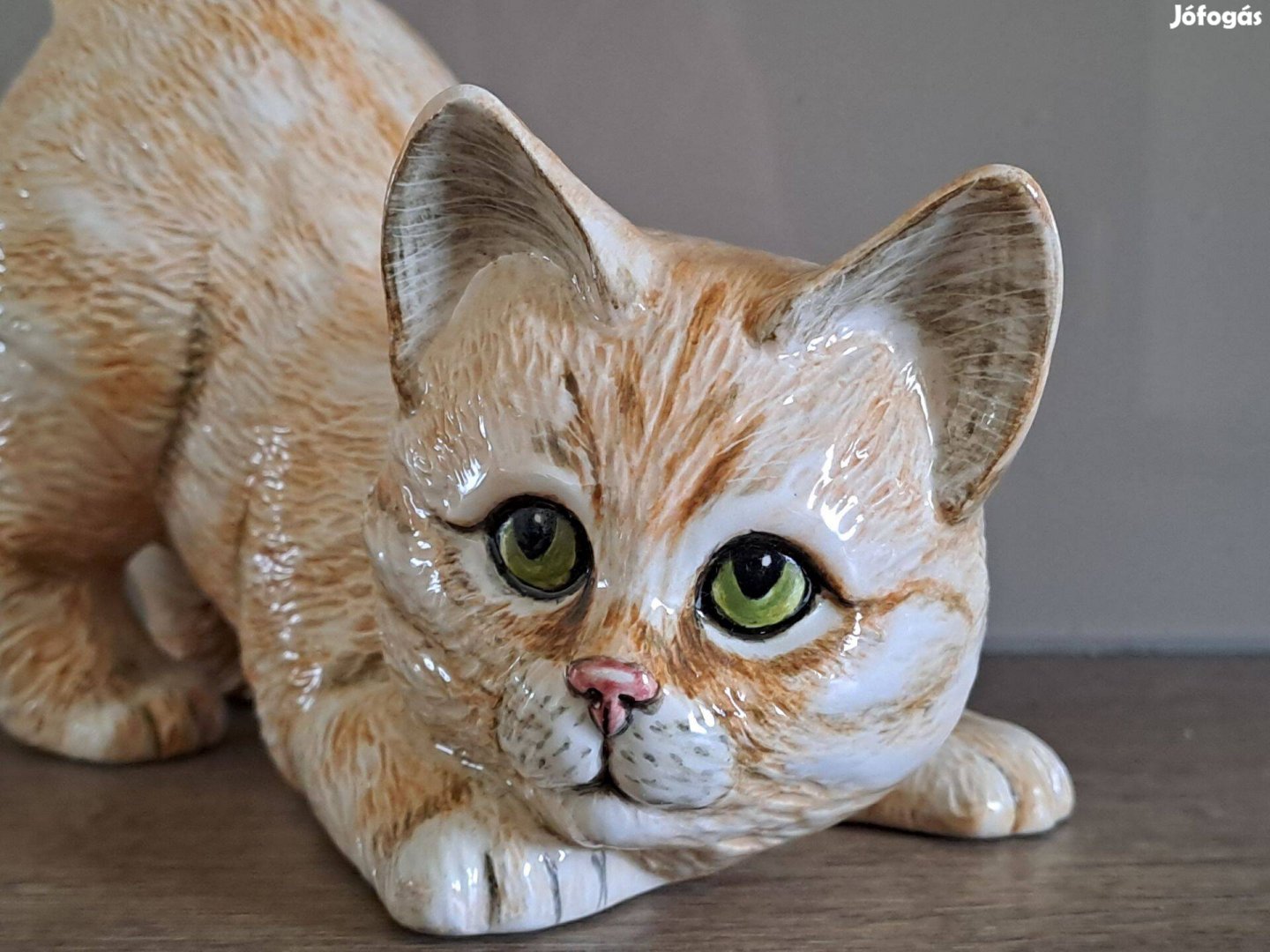 Porcelán cica figura, dísztárgy