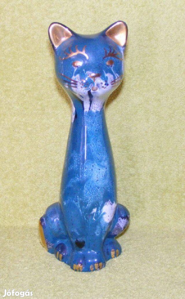 Porcelán cica figura, dísztárgy