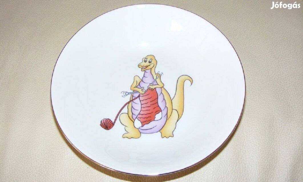 Porcelán dino, dinoszuruszos tányér