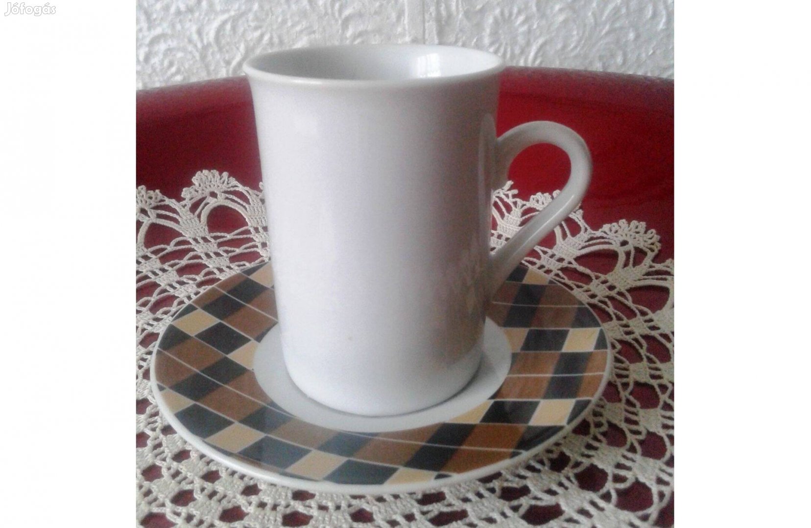 Porcelán kávés pohár kistányérral