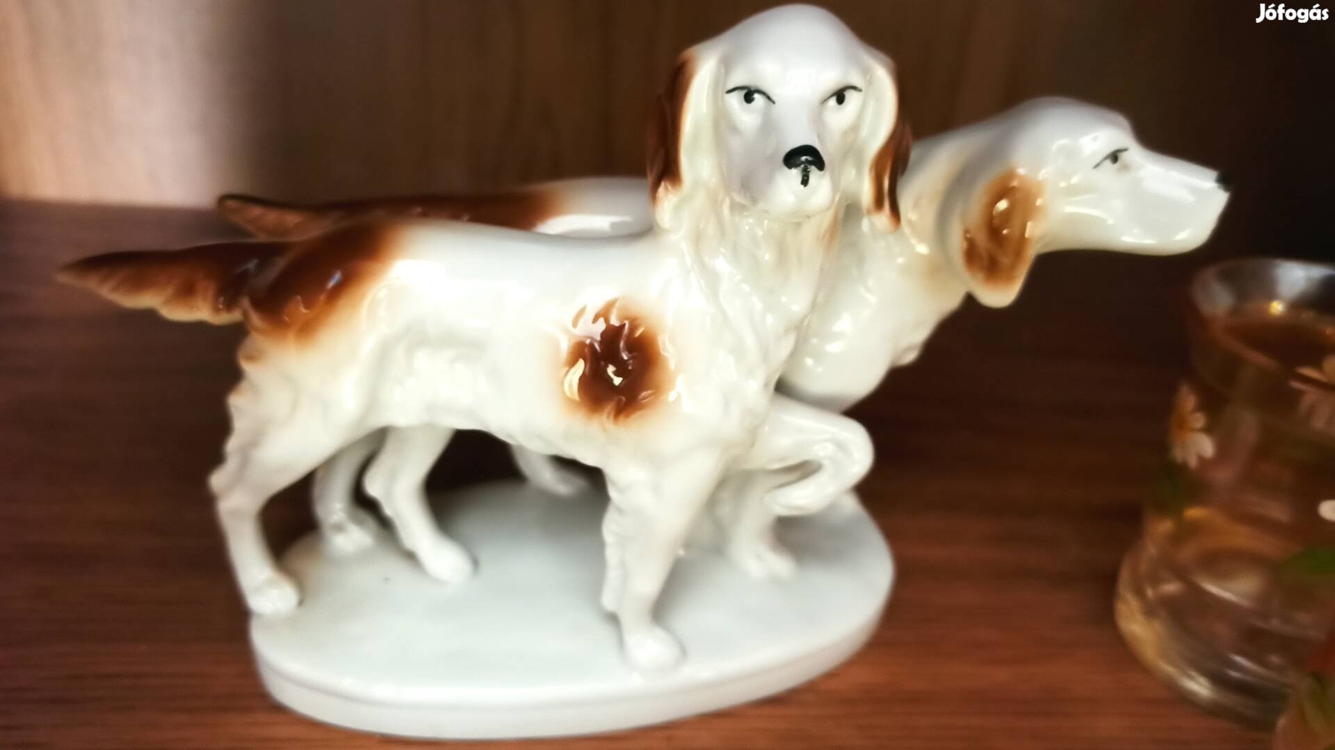 Porcelán kutya pár figura 22x14 cm