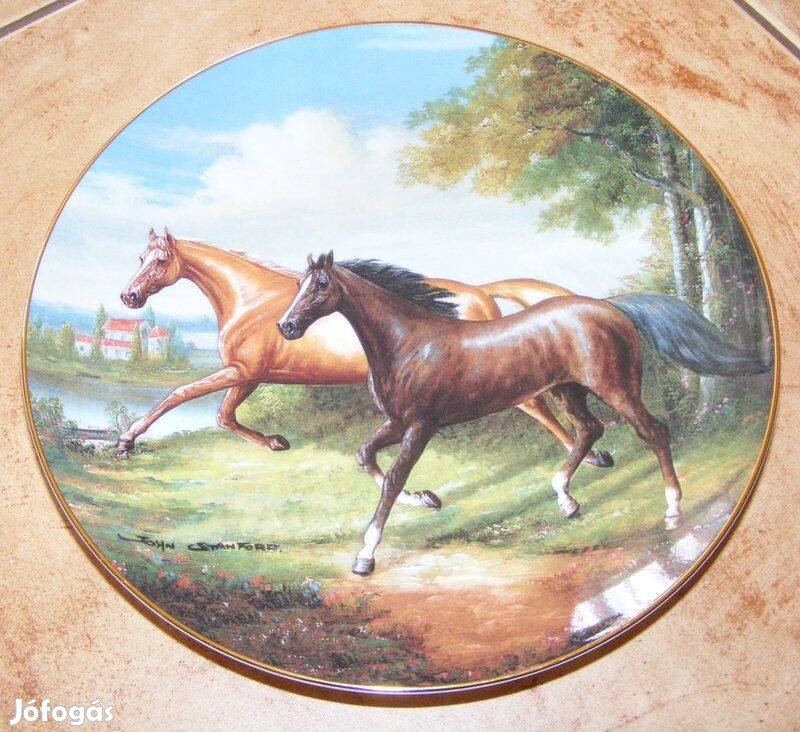 Porcelán ló, lovas tányér
