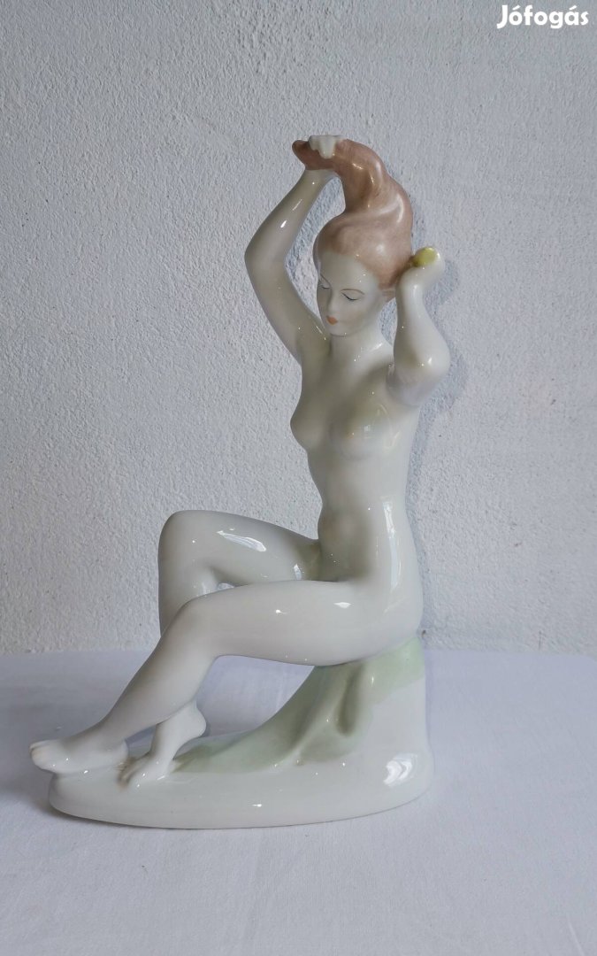 Porcelán női akt figura, Aquincumi, disztárgy, szobor! 