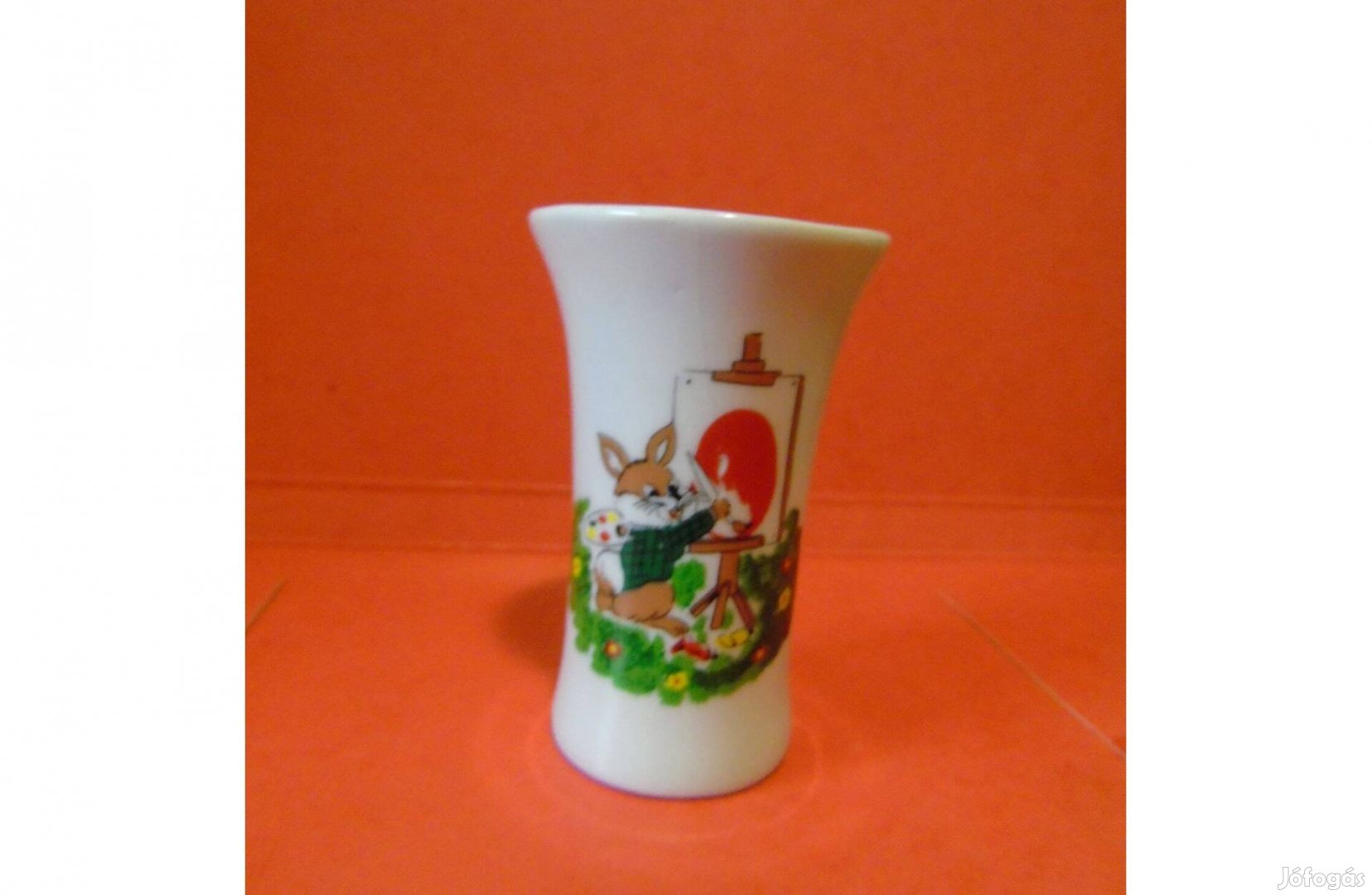 Porcelán nyuszis ibolya váza dísztárgy pálinkás pohár 1 db