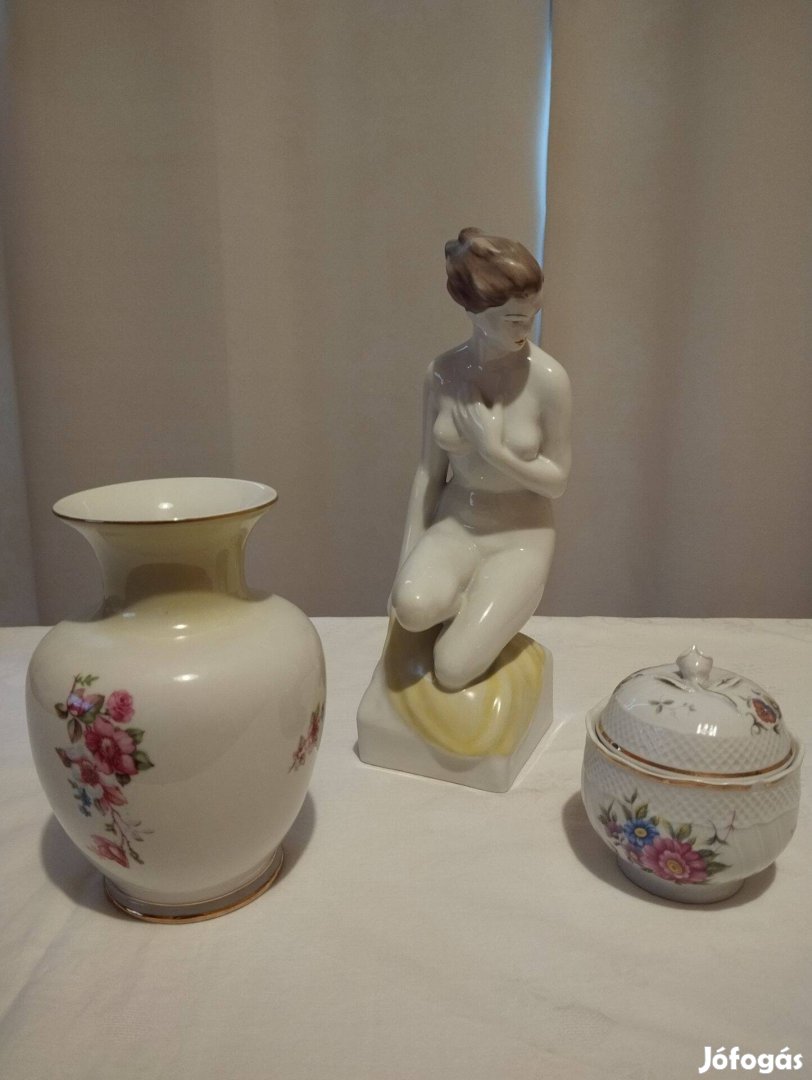 Porcelán tárgyak, 3 darab (Hollóháza)