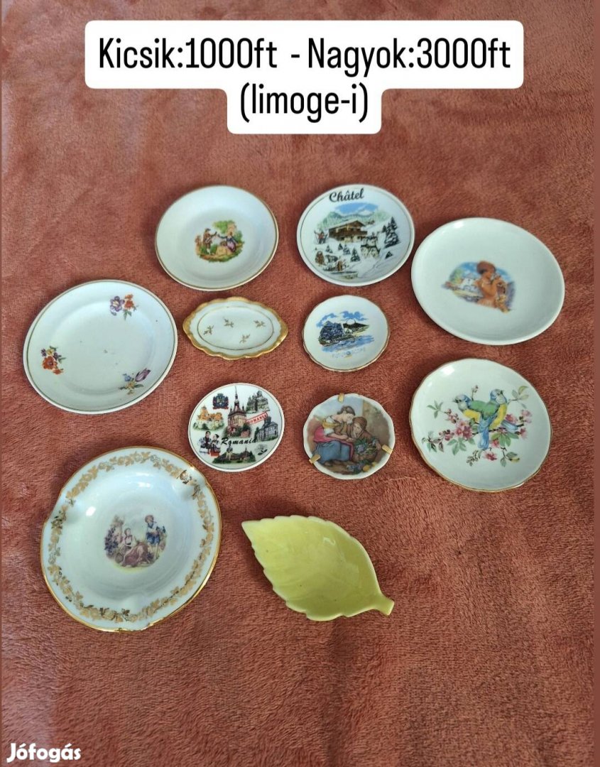 Porcelánok, tányérok, bögrék, kancsók 