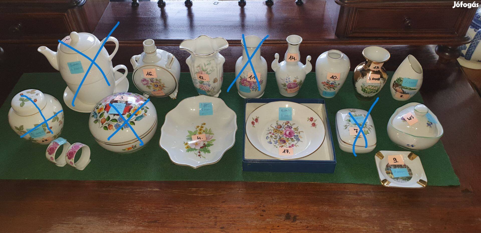 Porcelánok áron alul eladók. Hollóházi, Kalocsai, Angol. stb. II