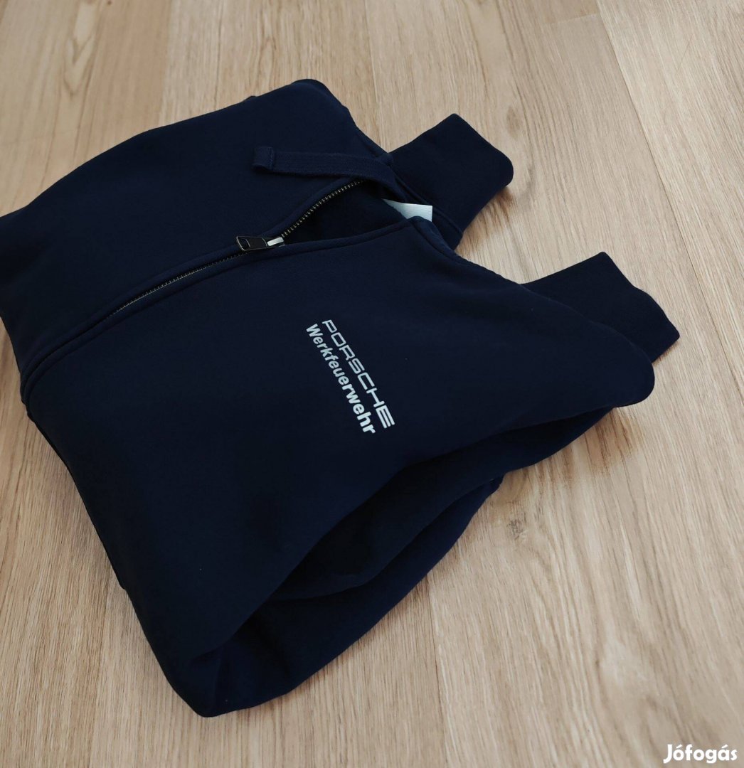 Porsche pamut sötétkék férfi sportos pulóver M