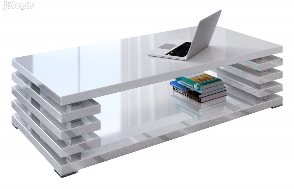 Porto dohányzóasztal magasfényű fehér  N