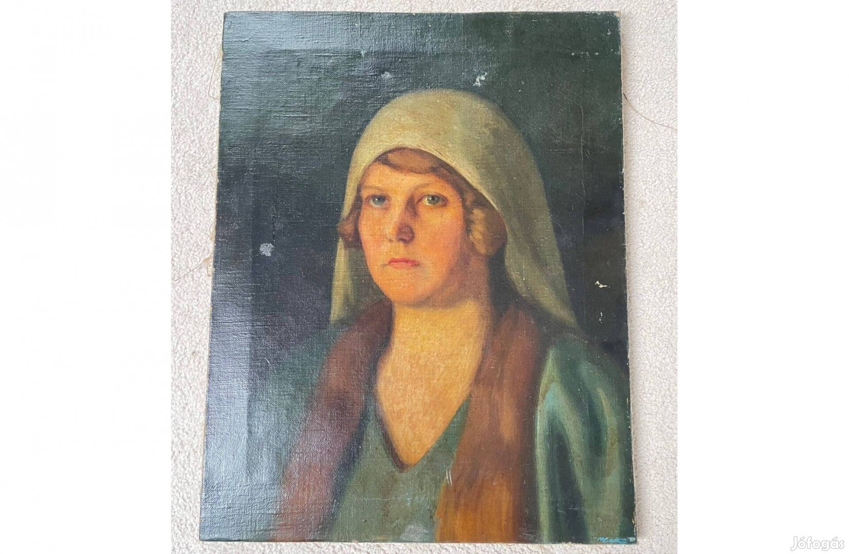 Portré Festmény Hölgy Fejkendővel