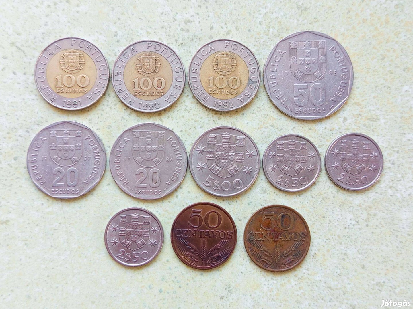 Portugália 12 db Különböző Érme 50 Centavos Escudos
