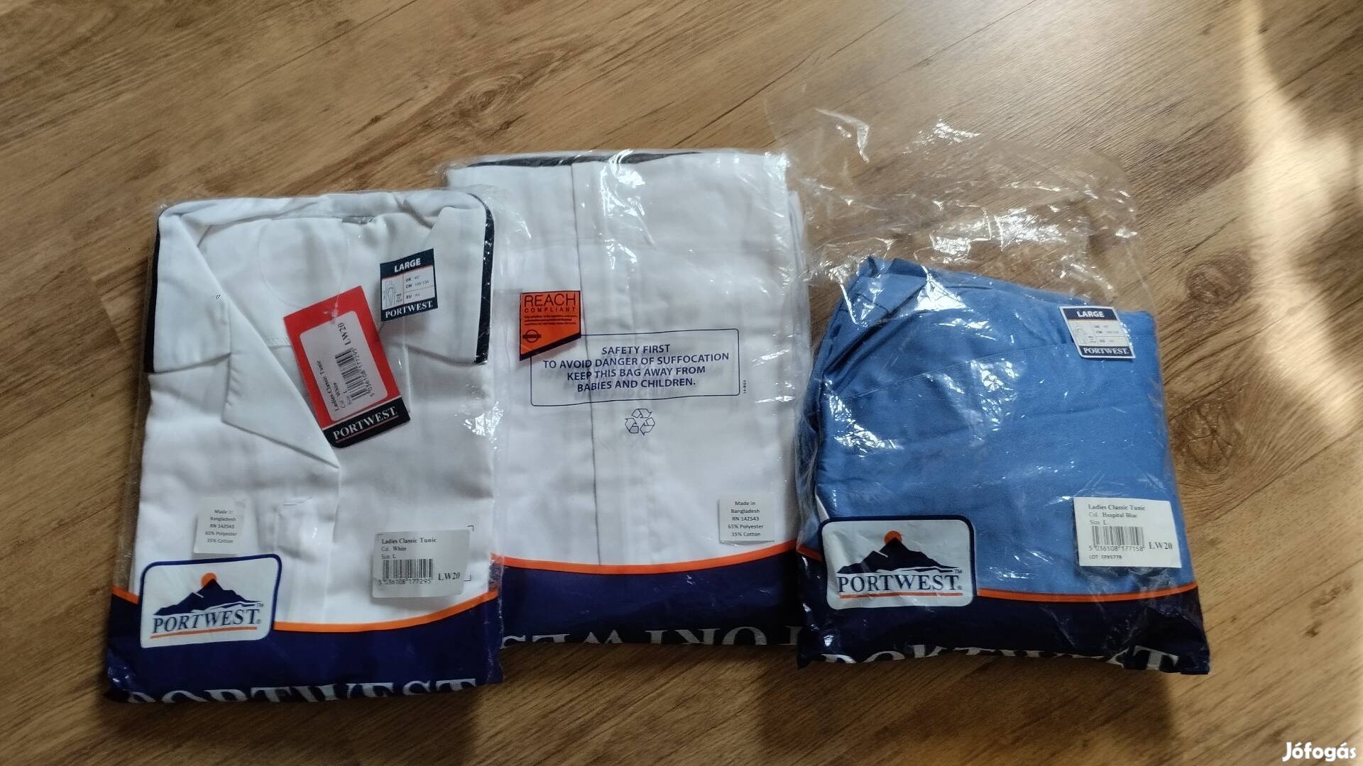 Portwest nővér ruha L méret kék/fehér 