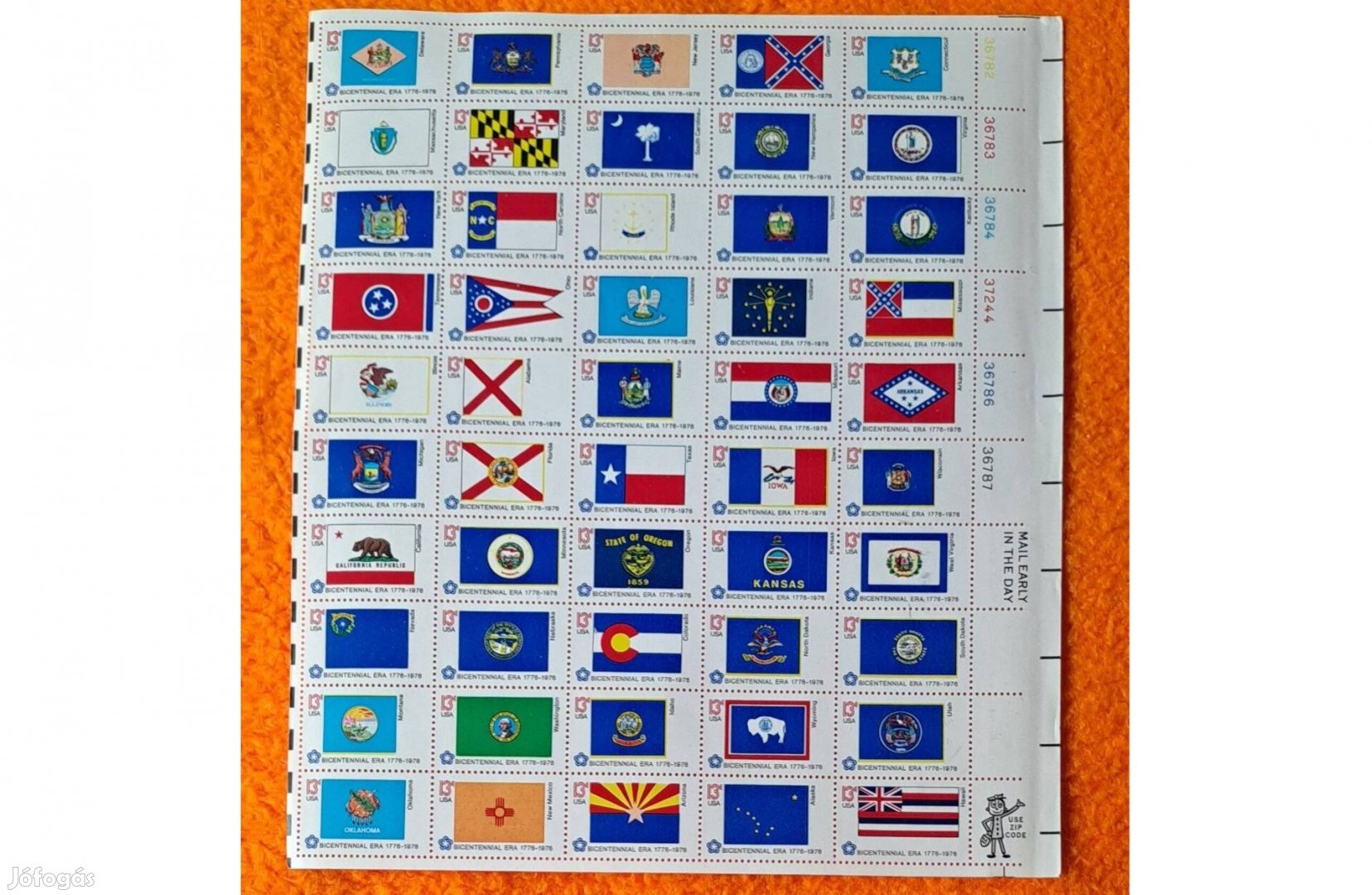 Postai bélyeg sorozat - 50 db USA tagállam zászló lobogó