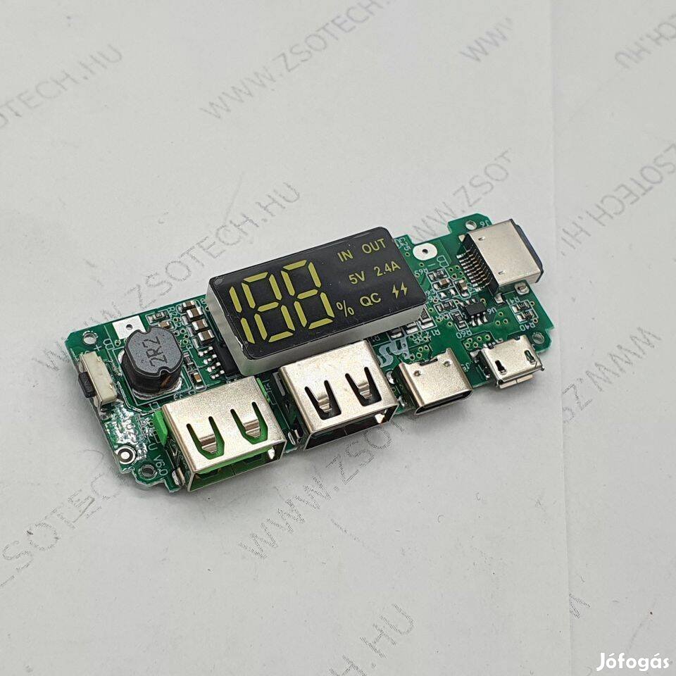 Power bank modul QC3 5V 2.4A USB-C microusb 18650 akkumulátorhoz