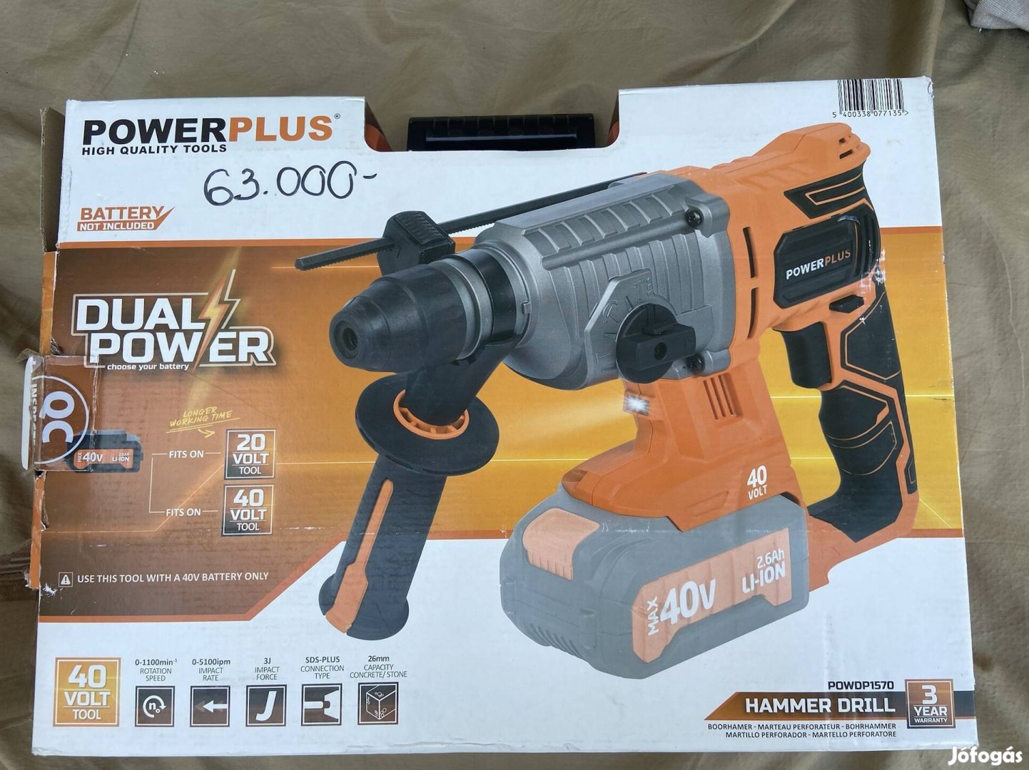 Powerplus Powdp1570 Dual Power Akkus Ütvefúró Alapgép 40V