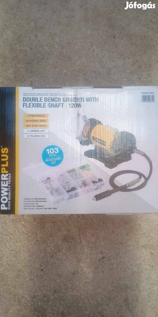 Powerplus asztali, kettős köszörű és gravírozó 120W, új