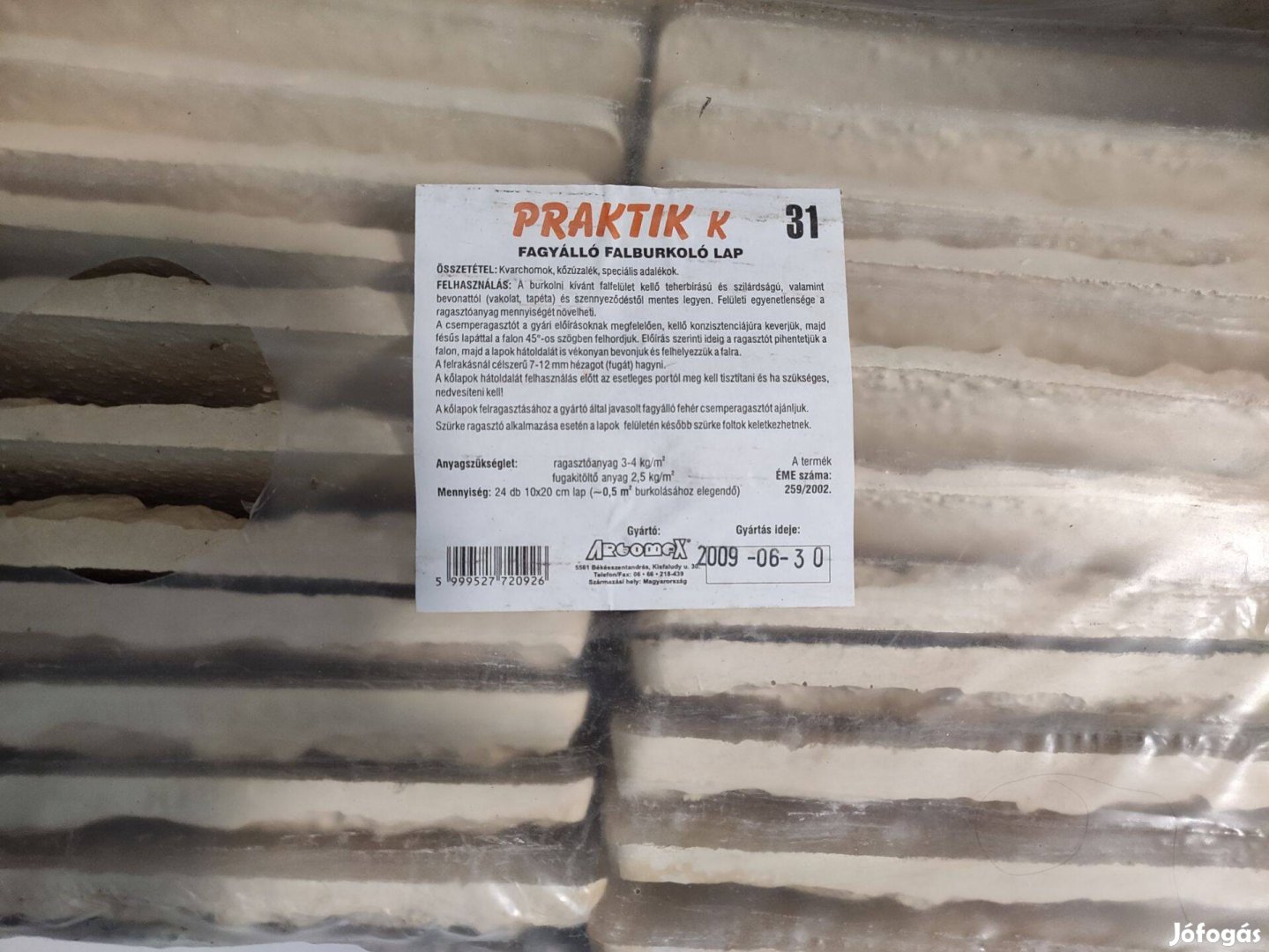 Praktik új fagyálló burkolólap 35 db 10x20 cm-es fal díszítéshez