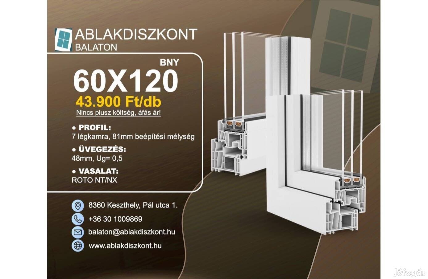 Prémium Műanyag Ablak 3 Rétegű Üveggel 60x120 Raktárról