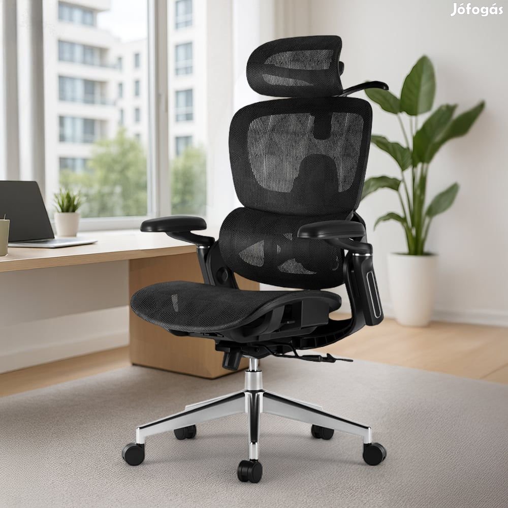 Prémium ergonomikus irodai szék, forgószék, fekete hálós (E05)