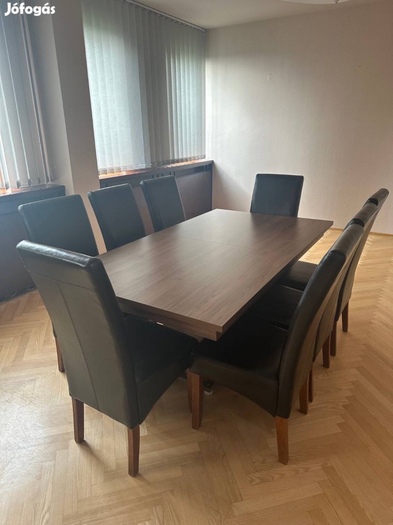 Prémium minőségű tárgyalóasztal, 8 székkel