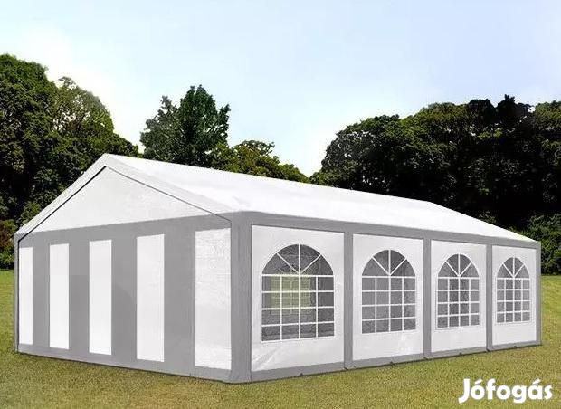 Premium rendezvénysátor parti sátor 5x8 m, ponyva PE szürke/fehér
