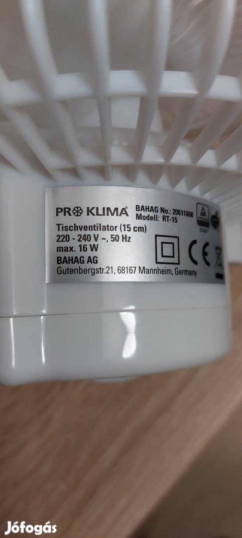 Pro klima kisméretű asztali ventilátor.