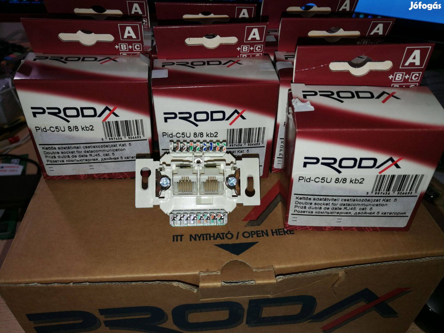 Prodax RJ-45 fali aljzat, 2 csatlakozós, új, dobozos, 4 db