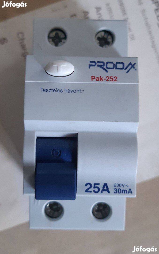 Prodax fi relé, érintésvédelmi relé 25A 30mA