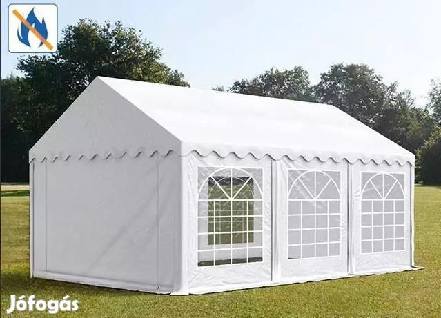 Professzionális rendezvénysátor 3x6 m, ponyva lángálló PVC fehér