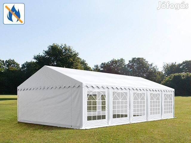 Professzionális rendezvénysátor 5x10 m, ponyva lángálló PVC fehér