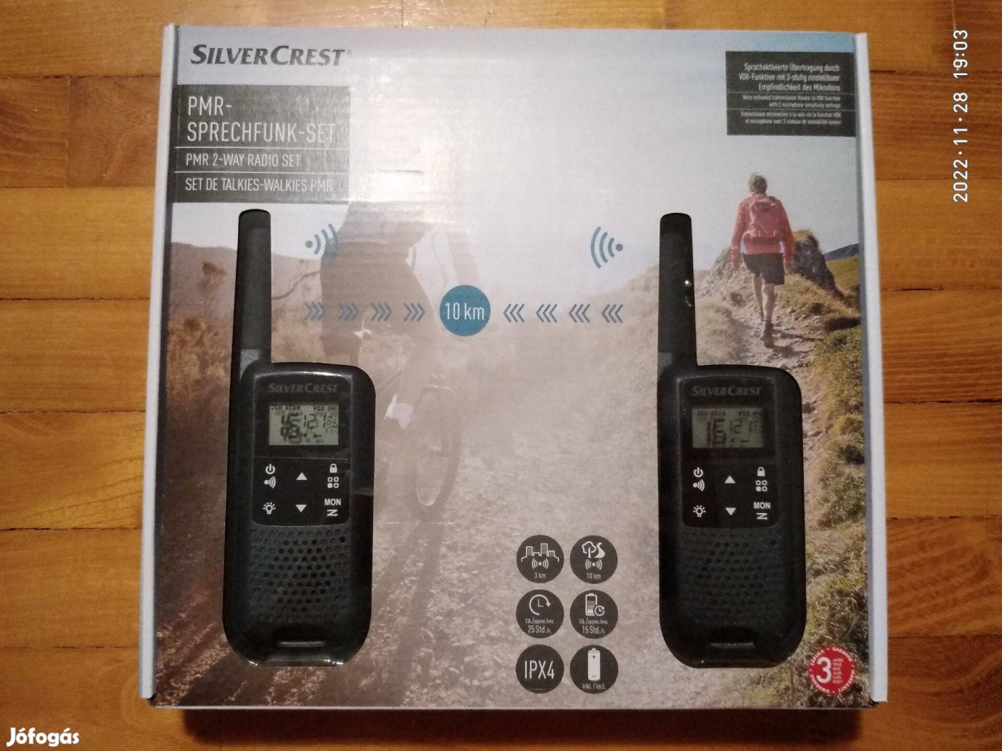 Profi PMR rádió adóvevő walkie talkie 2 db, 10 km hatótáv 6 db akku Új