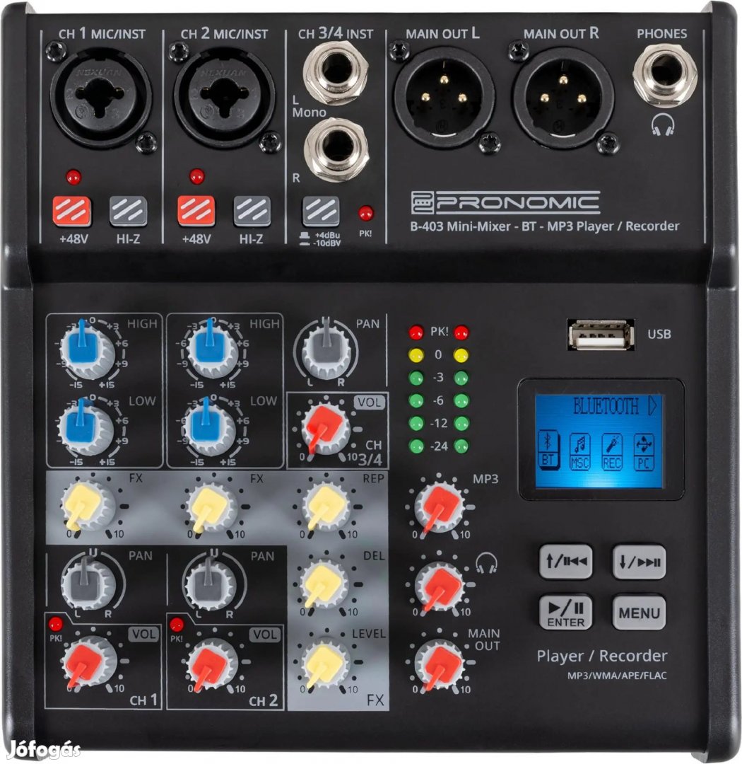 Pronomic B-403 Mini Keverő Bluetooth és USB Felvétellel