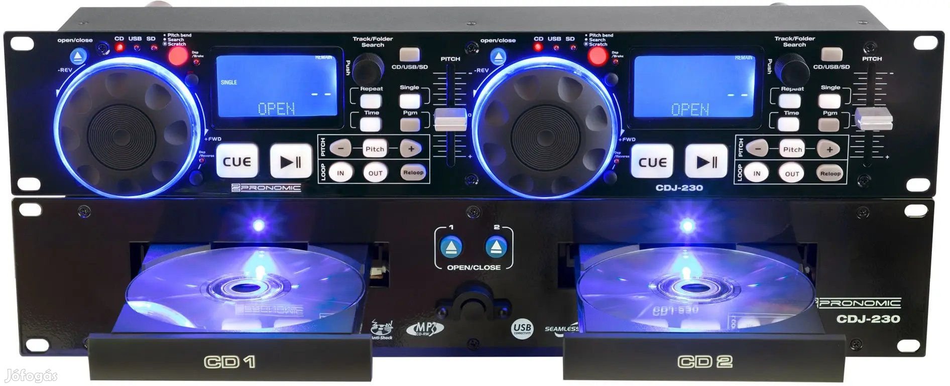 Pronomic CDJ-230 Kettős DJ CD lejátszó USB & SD bemenettel