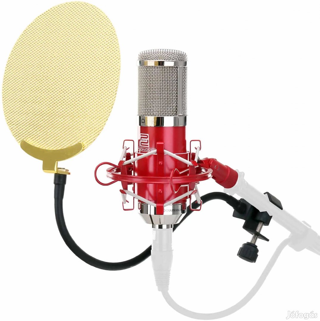 Pronomic CM-100R stúdió kondenzátor mikrofon piros, KÉSZLET arany pop