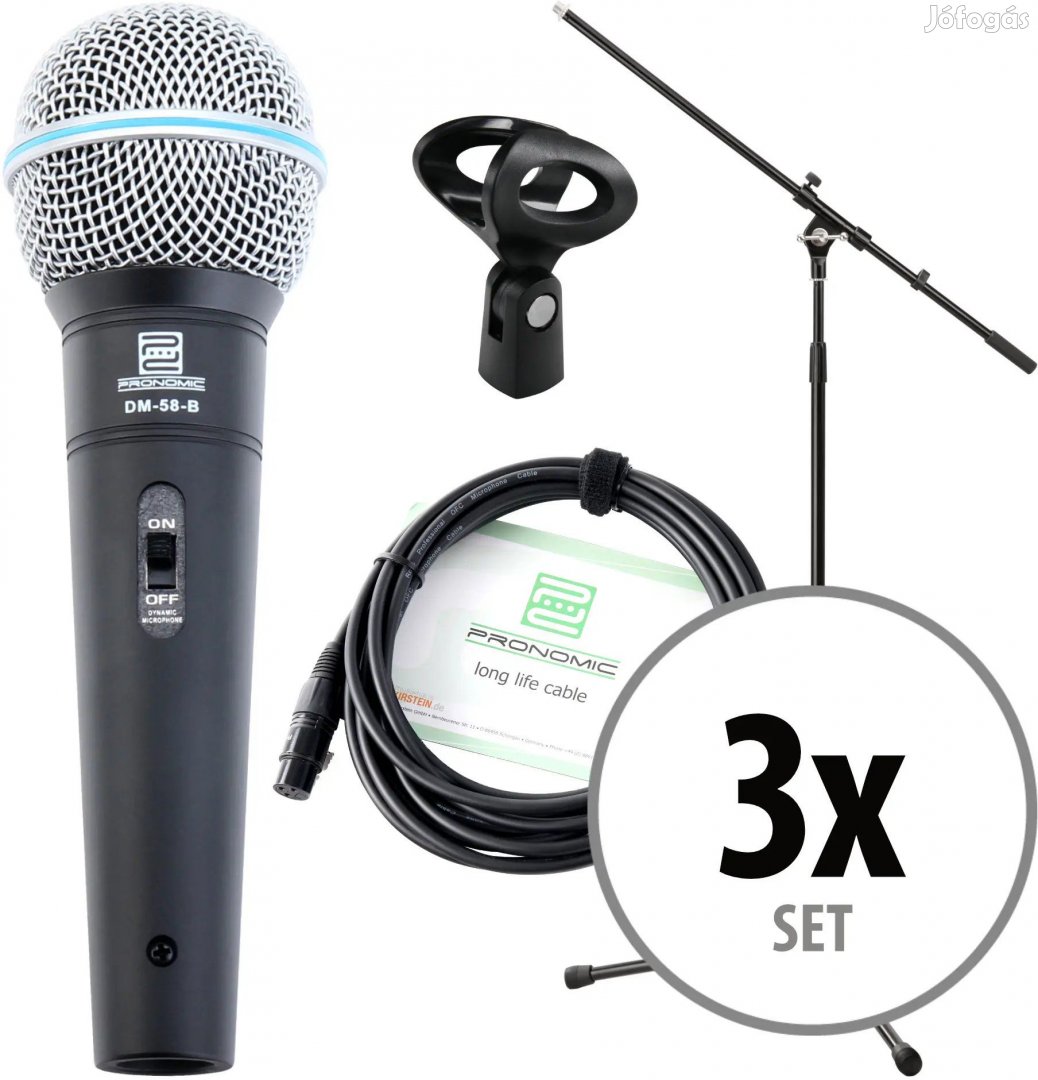 Pronomic DM-58-B Ének Mikrofon Kezdő Készlet 3 mikrofonnal, XLR