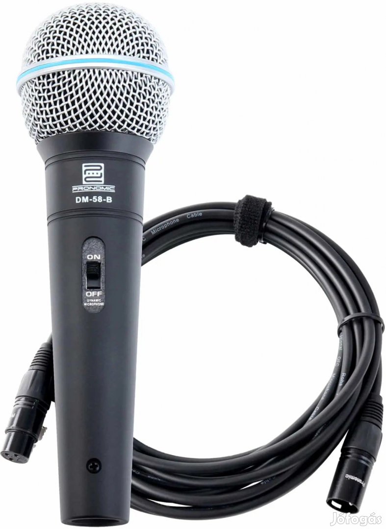 Pronomic DM-58-B Ének Mikrofon kapcsolóval KÉSZLET, tartalmaz 5m XLR