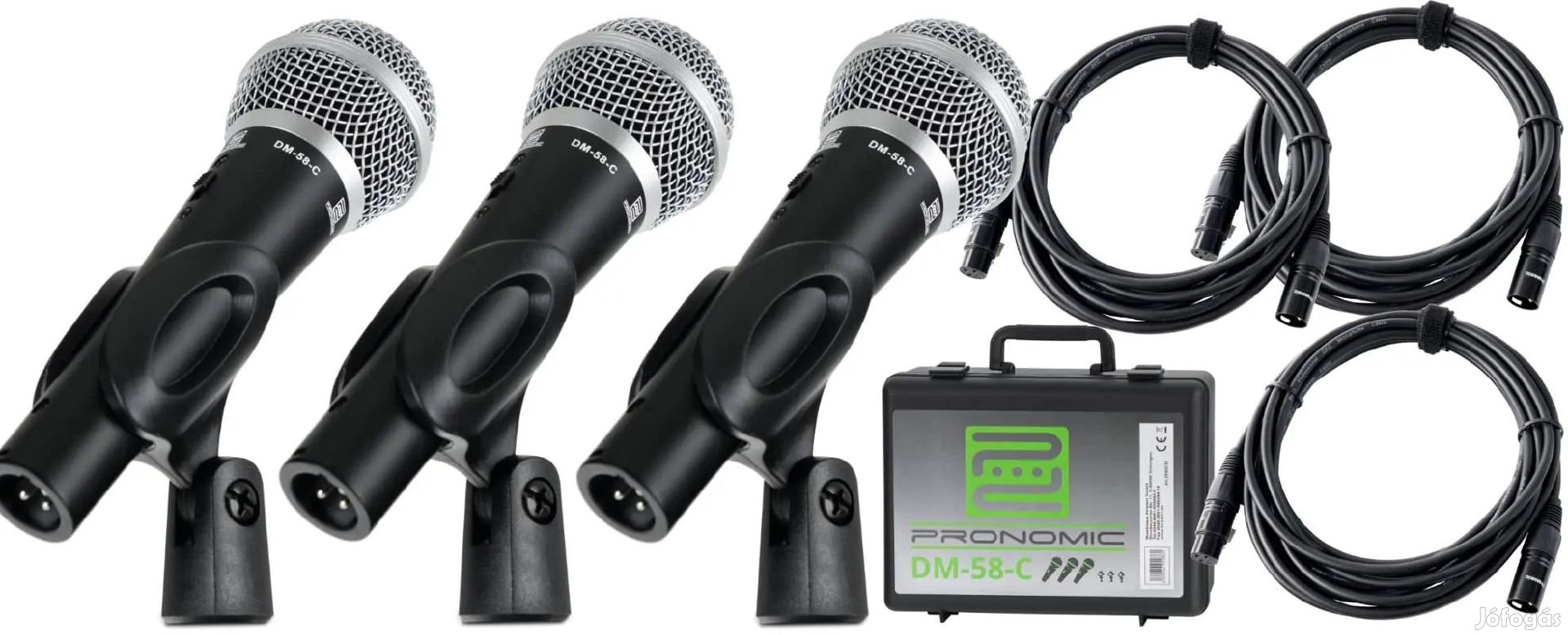 Pronomic DM-58-C Vokál Mikrofon 3 db Szett Kábelekkel, Mikrofon