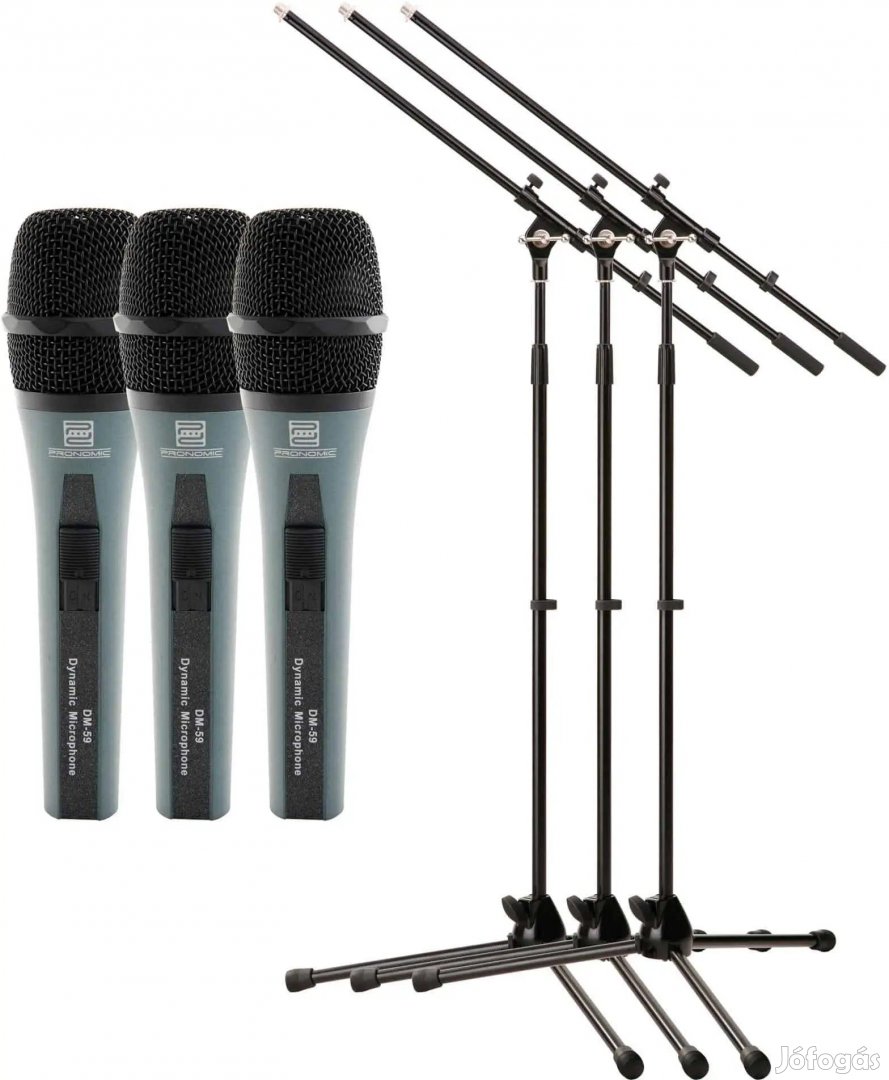 Pronomic DM-59 Mikrofon + MS-15 Pro Mikrofon Állvány 3x Kezdő Készlet