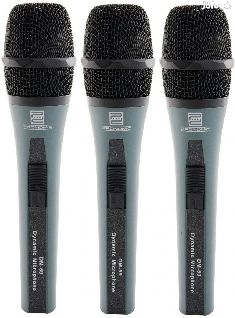 Pronomic DM-59 mikrofon 3x Készlet csipesszel, tokkal, kábellel