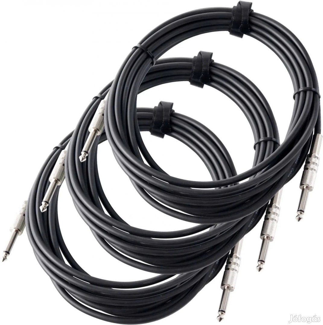Pronomic Hangszer Kábel 6m jack fekete 3x KÉSZLET