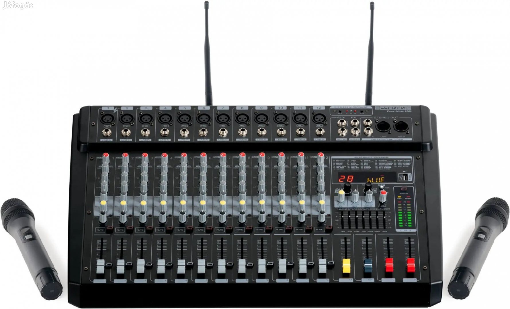Pronomic Powermake 1200 keverőerősítő vezeték nélküli mikrofonokkal
