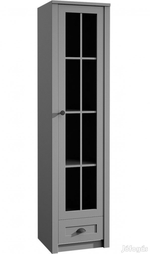 Provance W1S Grey Vékony magas üvegajtós szekrény  Szürke
