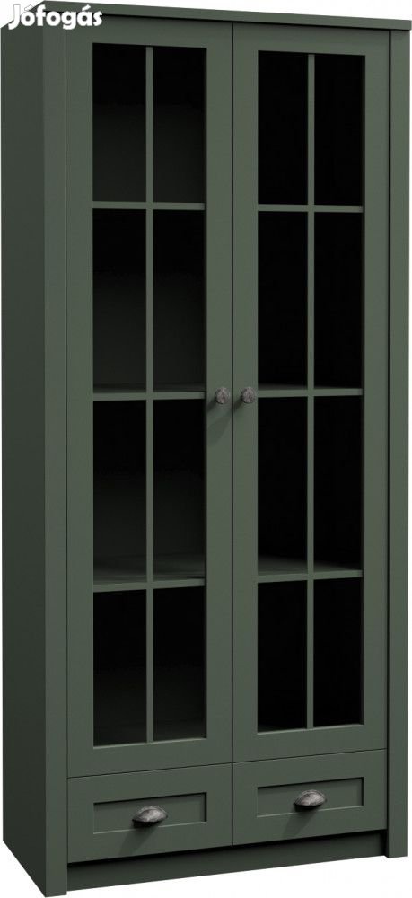 Provance W2S Green Üvegajtós vitrines szekrény, kétajtós  Zöld