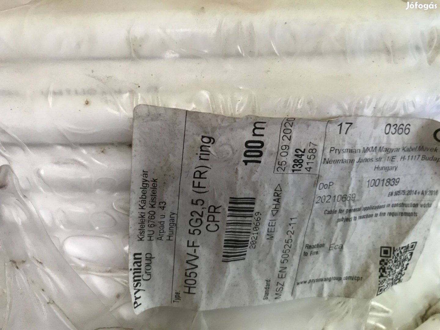Prysmian MT 5x2,5 hajlékony tömlővezeték, kábel, réz vezeték 100m